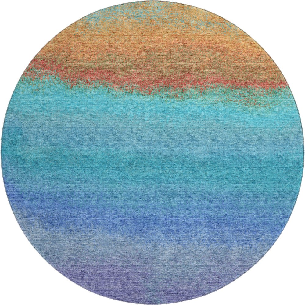 Premium Machine Washable Mayfield AMF2012 Teal 8' x 8' Round Rug
