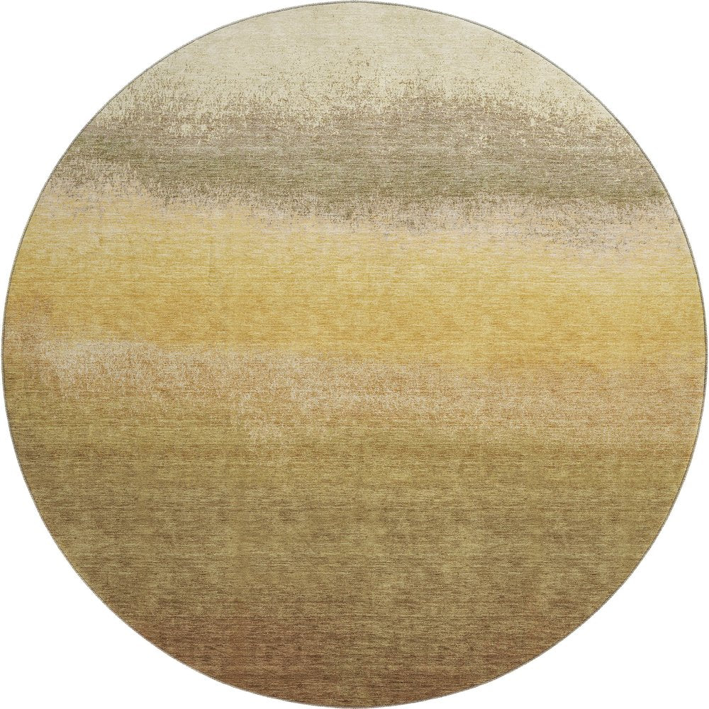 Premium Machine Washable Mayfield AMF2012 Gold 8' x 8' Round Rug