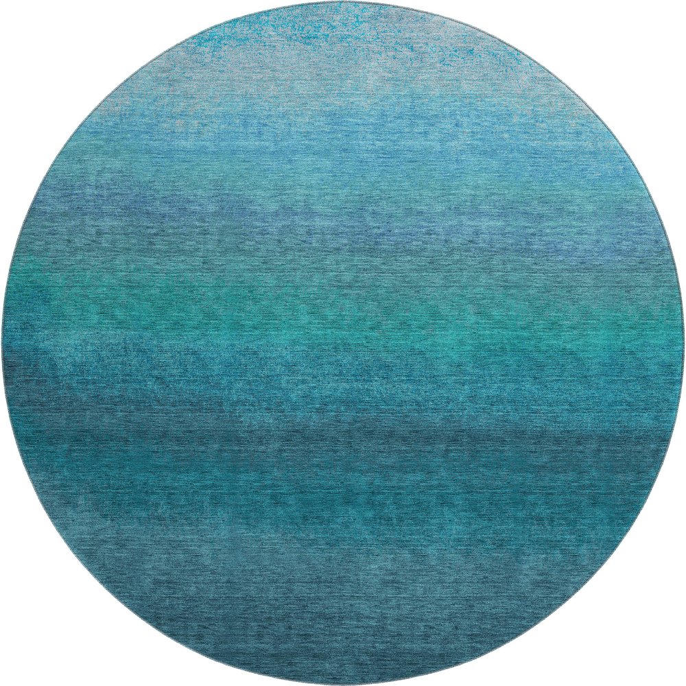 Premium Machine Washable Mayfield AMF2012 Teal 8' x 8' Round Rug