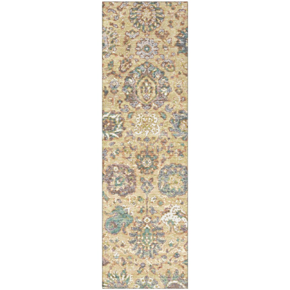 Premium Machine Washable Mayfield AMF2013 Gold 2'3" x 7'6" Runner Rug