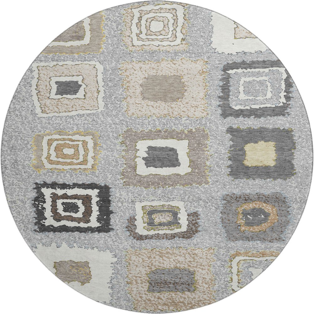 Premium Machine Washable Mayfield AMF2014 Gray 8' x 8' Round Rug