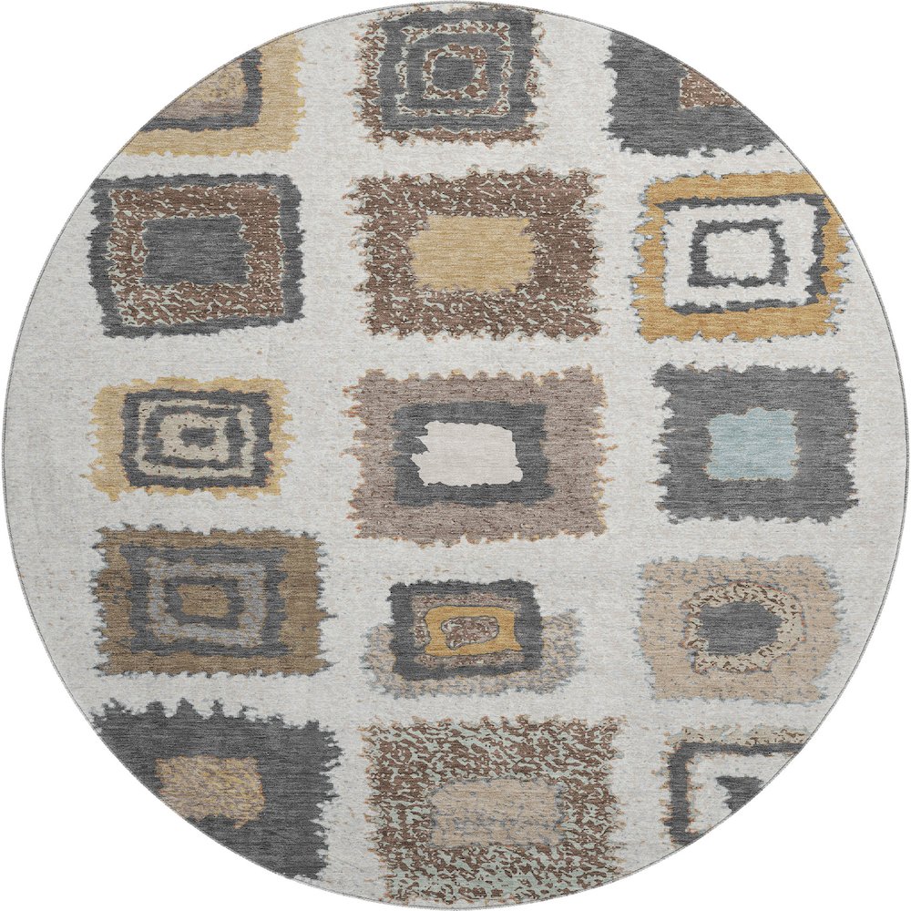 Premium Machine Washable Mayfield AMF2014 Ivory 8' x 8' Round Rug