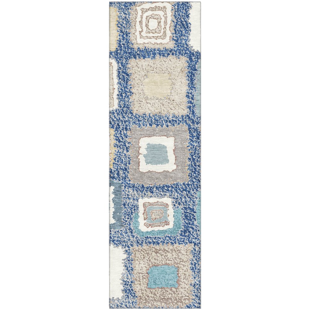 Premium Machine Washable Mayfield AMF2014 Blue 2'3" x 7'6" Runner Rug