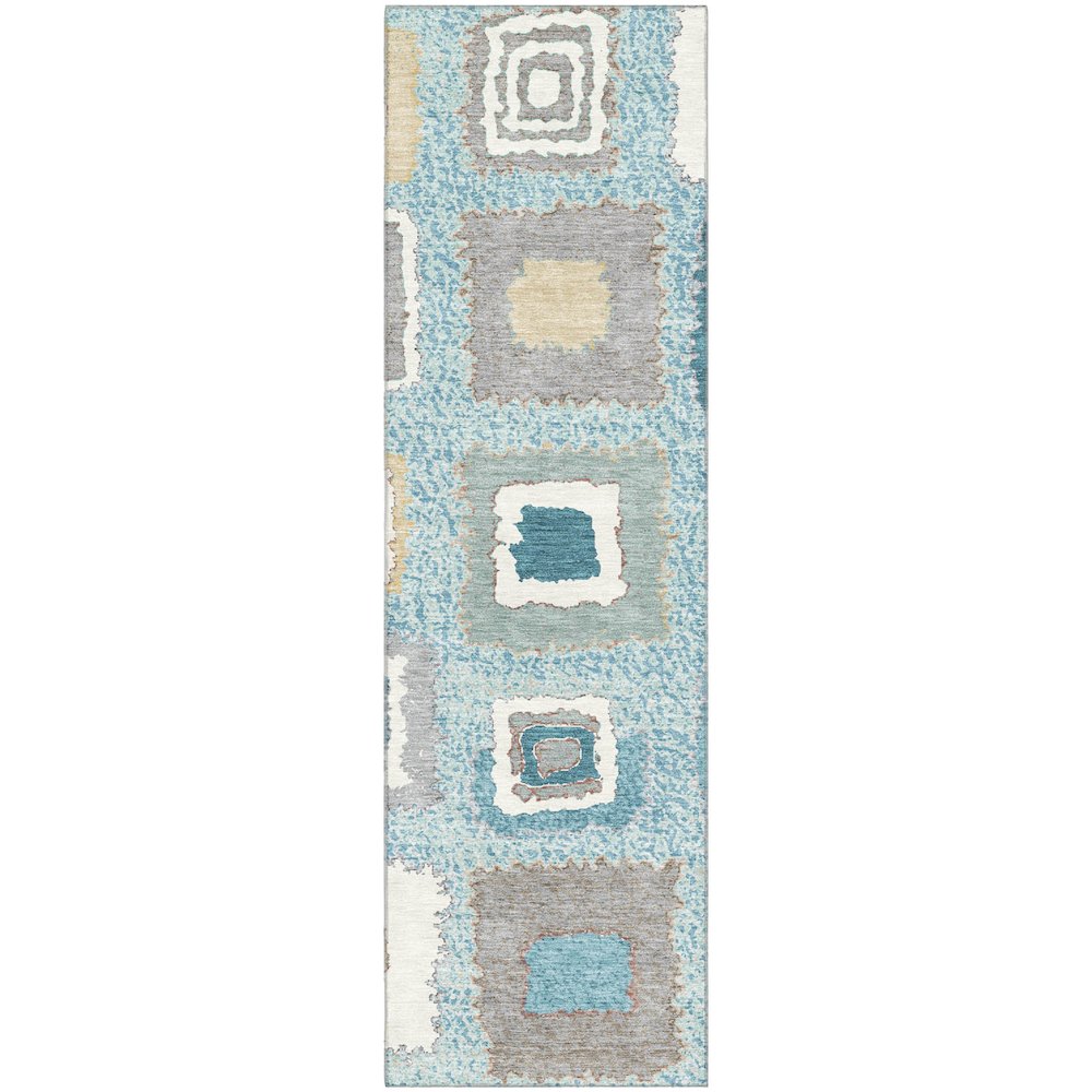 Premium Machine Washable Mayfield AMF2014 Teal 2'3" x 7'6" Runner Rug