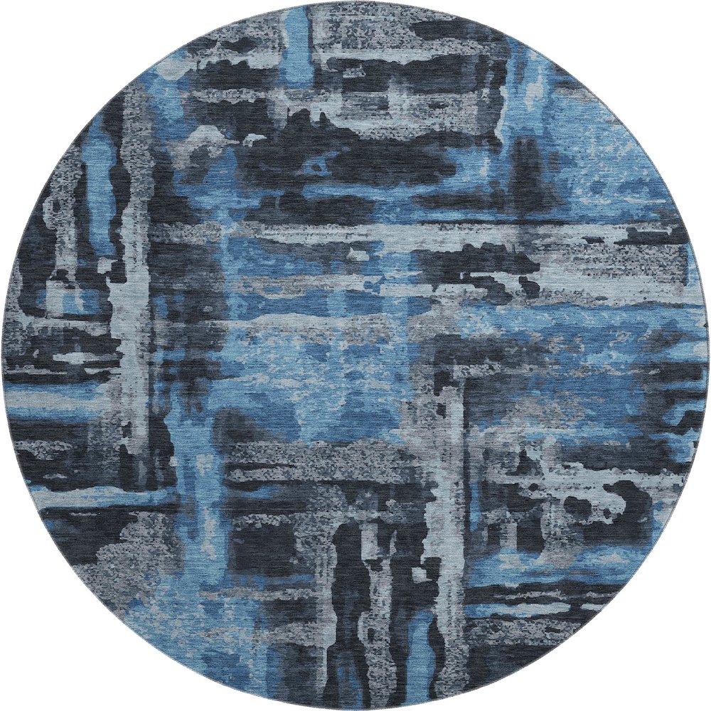 Premium Machine Washable Mayfield AMF2015 Black 8' x 8' Round Rug