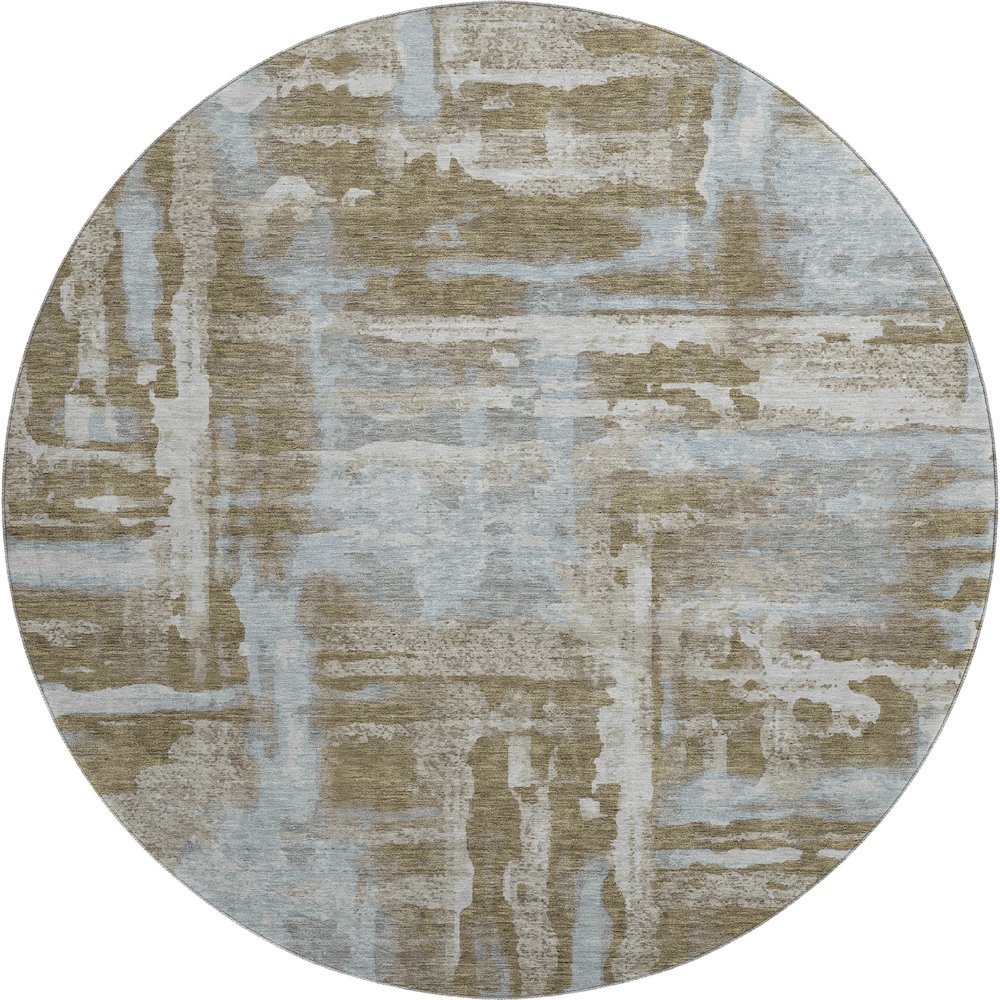 Premium Machine Washable Mayfield AMF2015 Brown 8' x 8' Round Rug