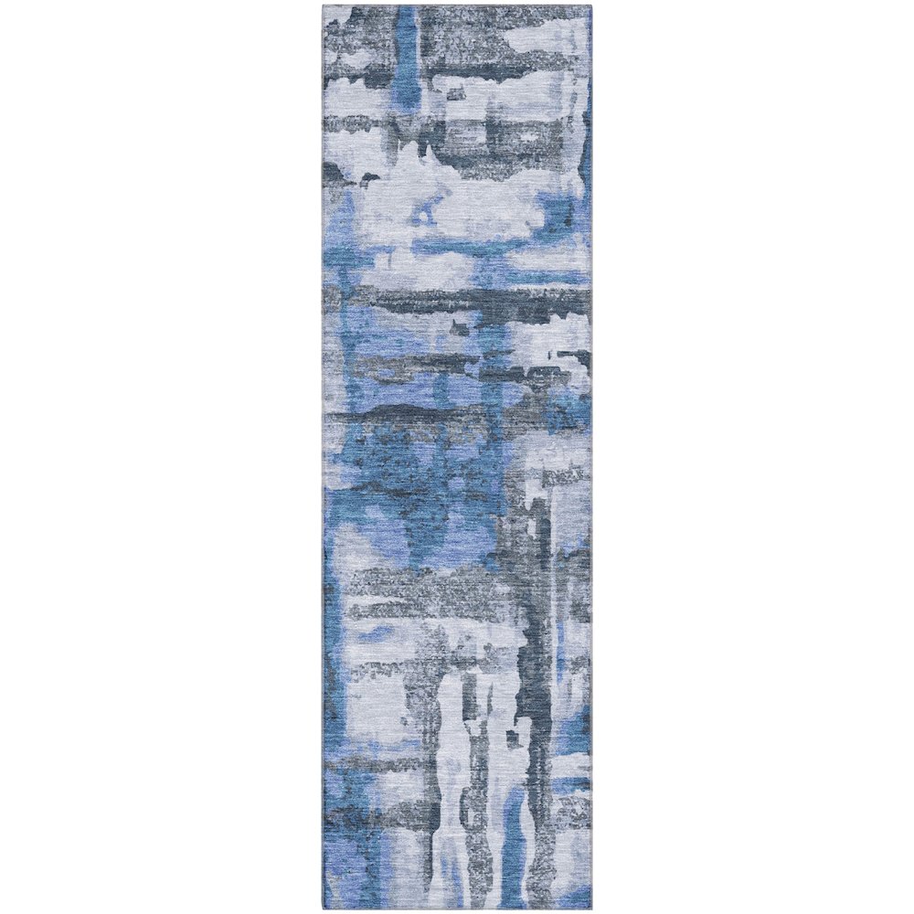 Premium Machine Washable Mayfield AMF2015 Blue 2'3" x 7'6" Runner Rug