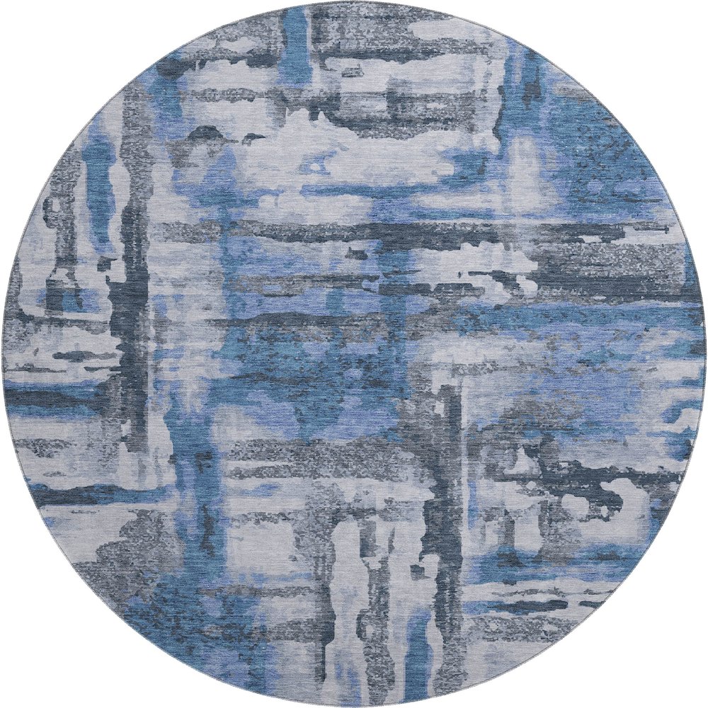 Premium Machine Washable Mayfield AMF2015 Blue 8' x 8' Round Rug