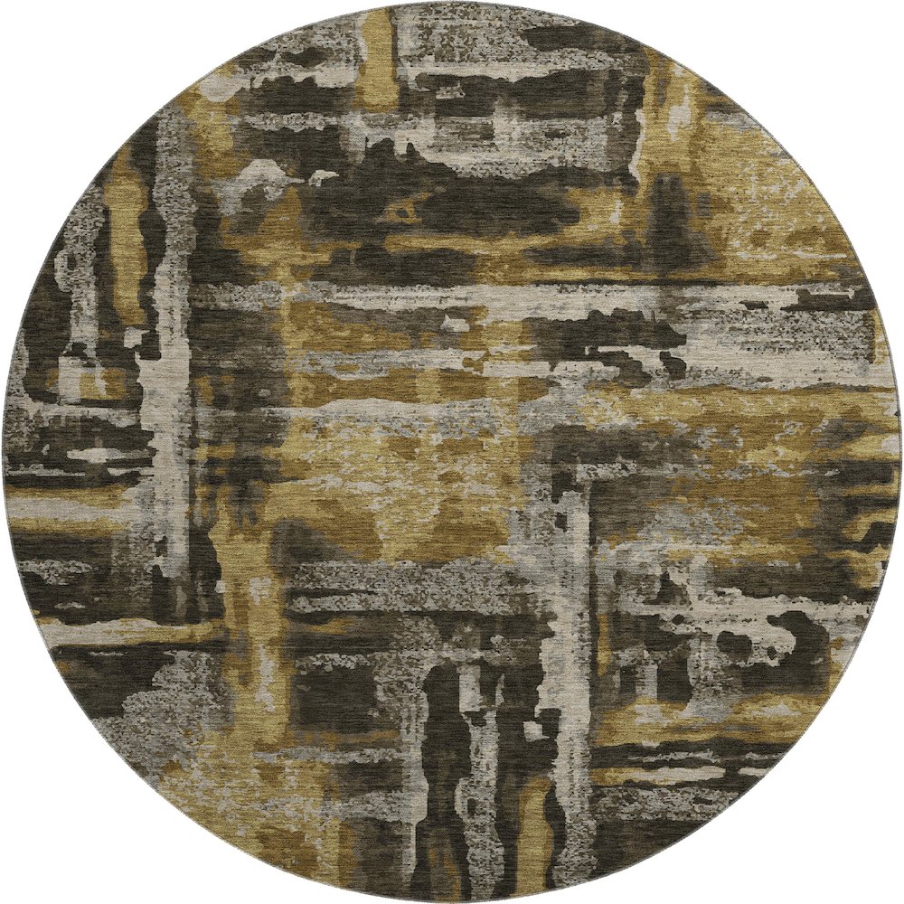 Premium Machine Washable Mayfield AMF2015 Brown 8' x 8' Round Rug