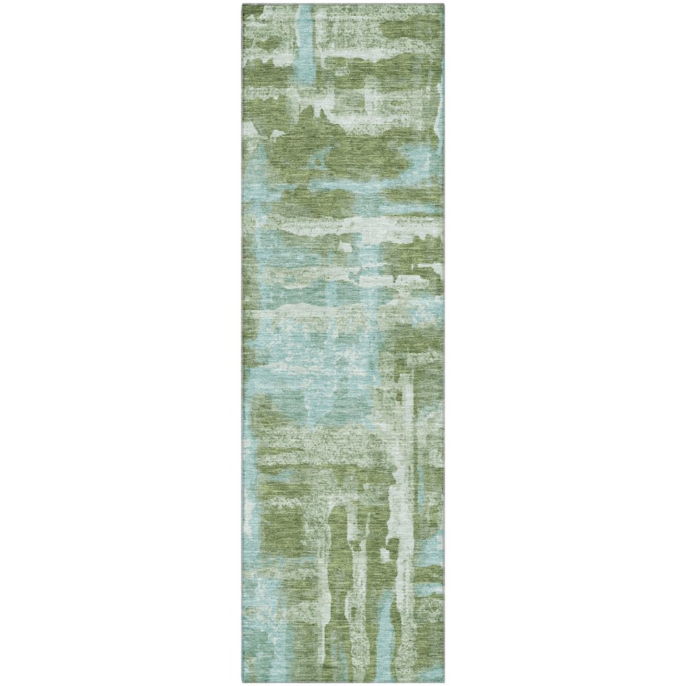 Premium Machine Washable Mayfield AMF2015 Green 2'3" x 7'6" Runner Rug