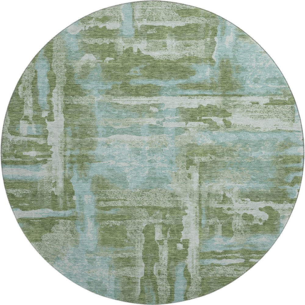 Premium Machine Washable Mayfield AMF2015 Green 8' x 8' Round Rug