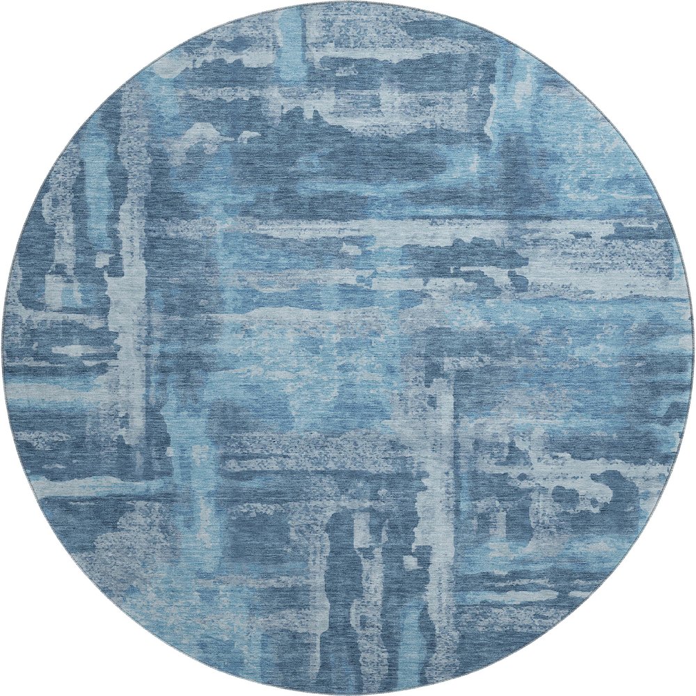 Premium Machine Washable Mayfield AMF2015 Blue 8' x 8' Round Rug