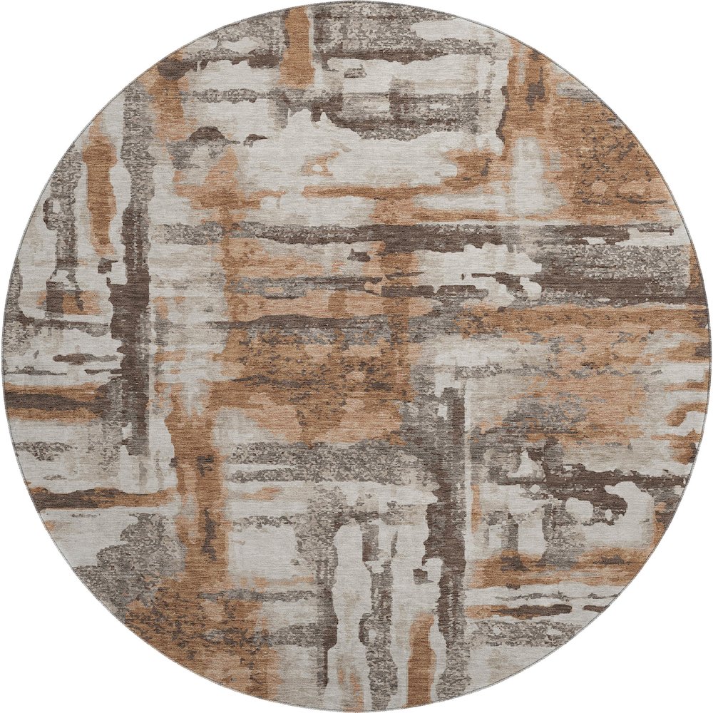 Premium Machine Washable Mayfield AMF2015 Orange 8' x 8' Round Rug