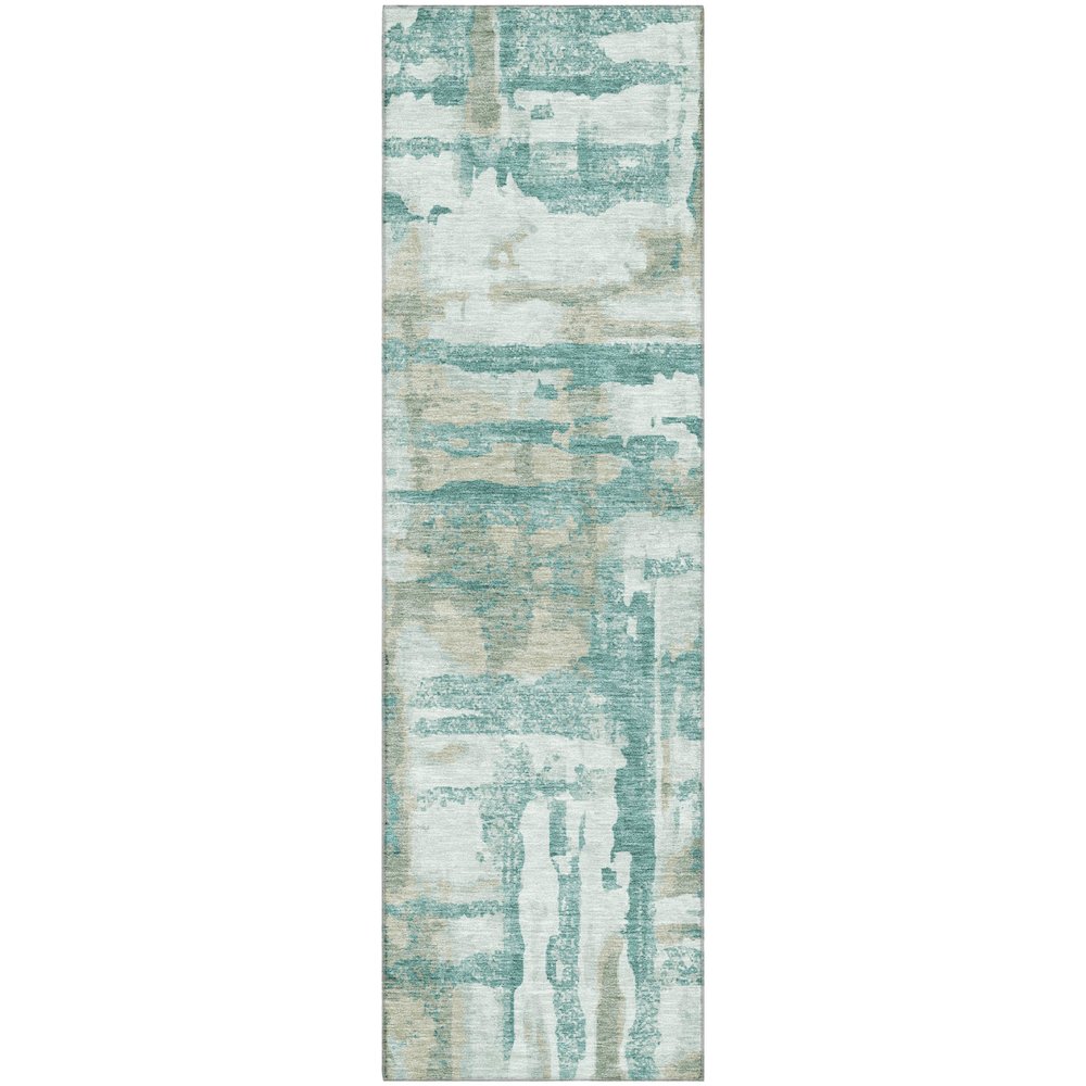 Premium Machine Washable Mayfield AMF2015 Teal 2'3" x 7'6" Runner Rug