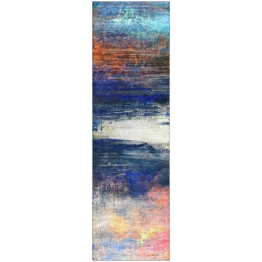 Premium Machine Washable Mayfield AMF2016 Blue 2'3" x 7'6" Runner Rug