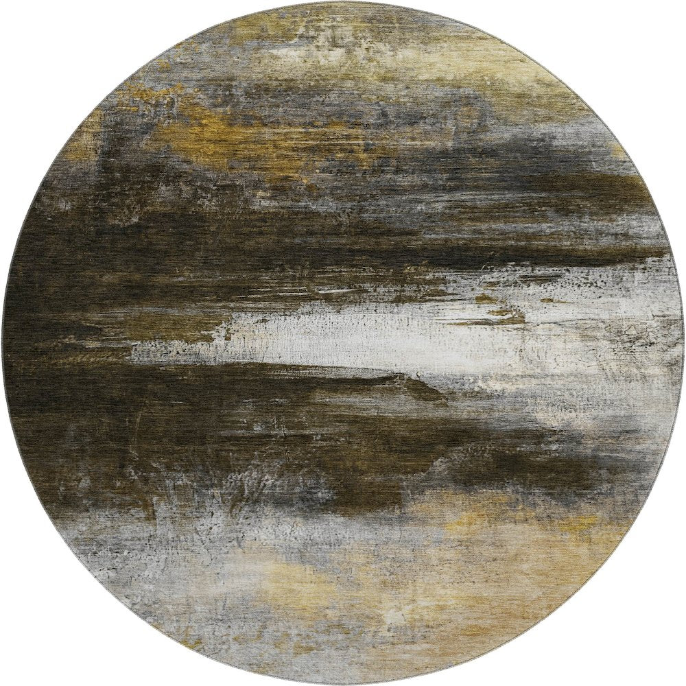 Premium Machine Washable Mayfield AMF2016 Brown 8' x 8' Round Rug