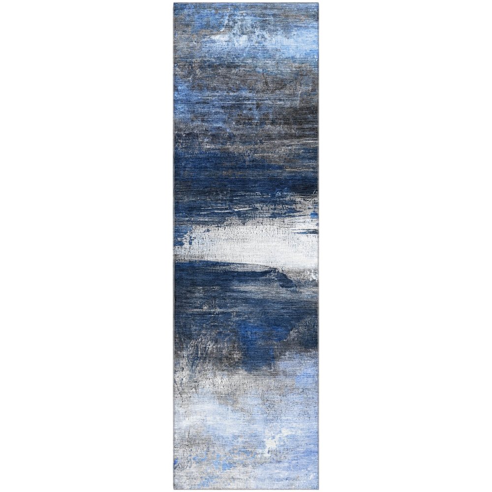 Premium Machine Washable Mayfield AMF2016 Blue 2'3" x 7'6" Runner Rug