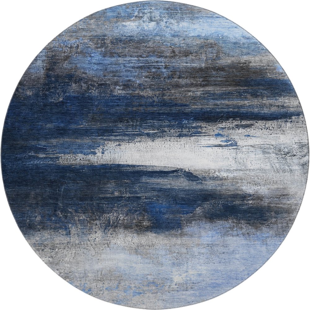 Premium Machine Washable Mayfield AMF2016 Blue 8' x 8' Round Rug
