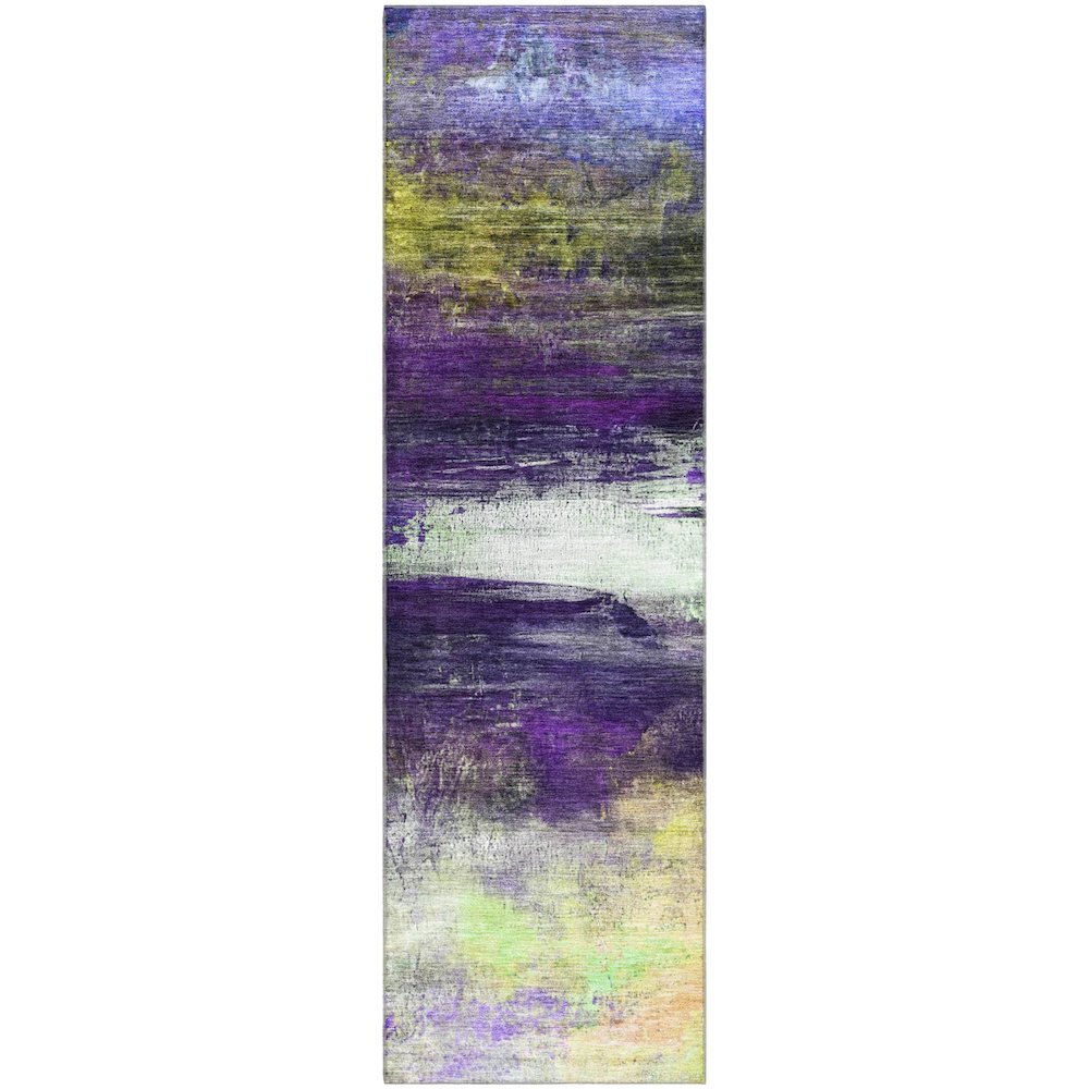 Premium Machine Washable Mayfield AMF2016 Purple 2'3" x 7'6" Runner Rug