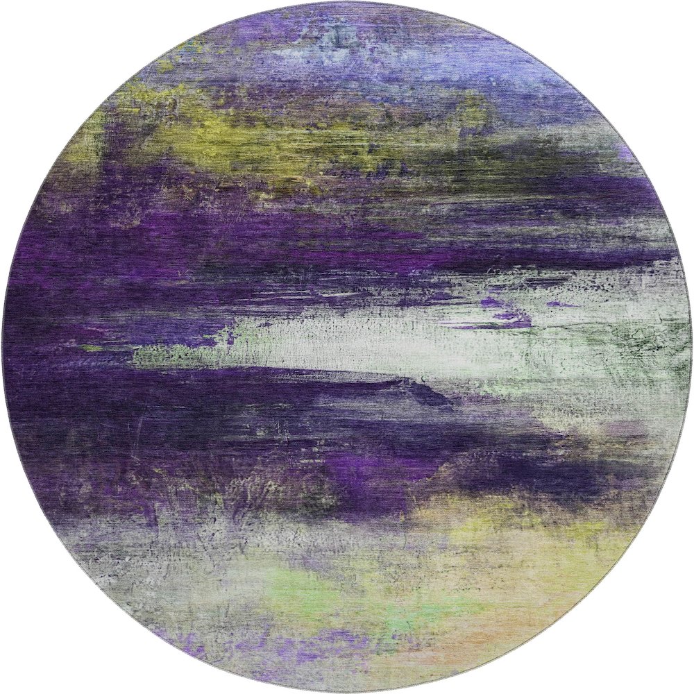 Premium Machine Washable Mayfield AMF2016 Purple 8' x 8' Round Rug