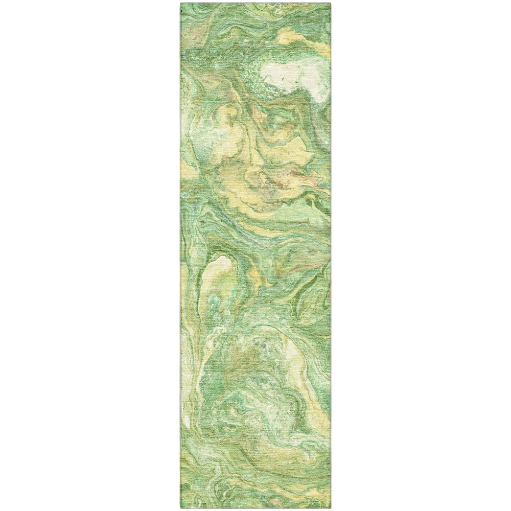 Premium Machine Washable Mayfield AMF2017 Green 2'3" x 7'6" Runner Rug
