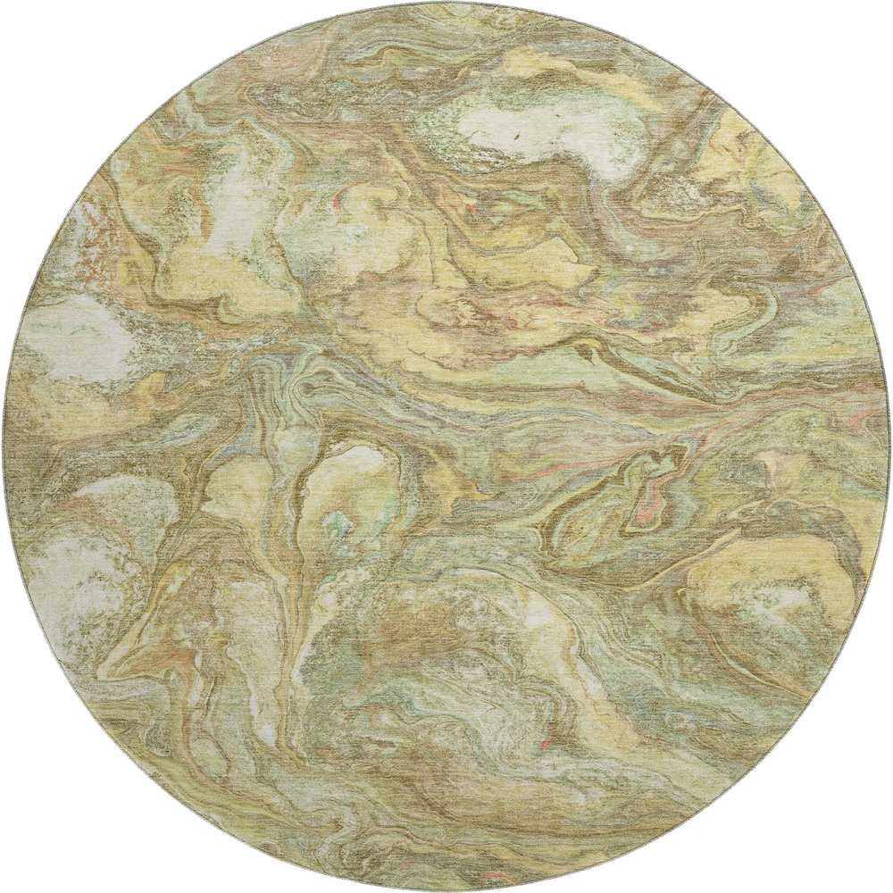 Premium Machine Washable Mayfield AMF2017 Gold 8' x 8' Round Rug