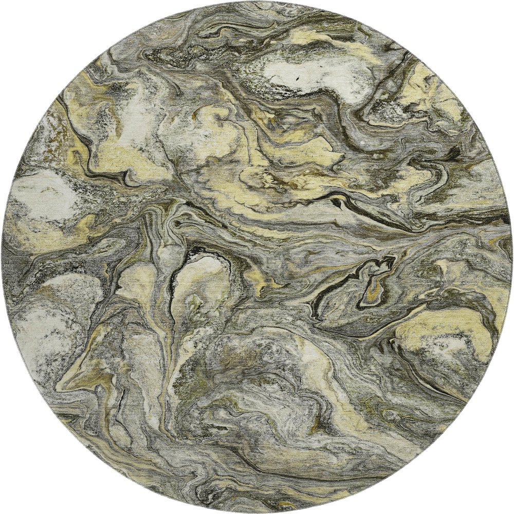 Premium Machine Washable Mayfield AMF2017 Gray 8' x 8' Round Rug