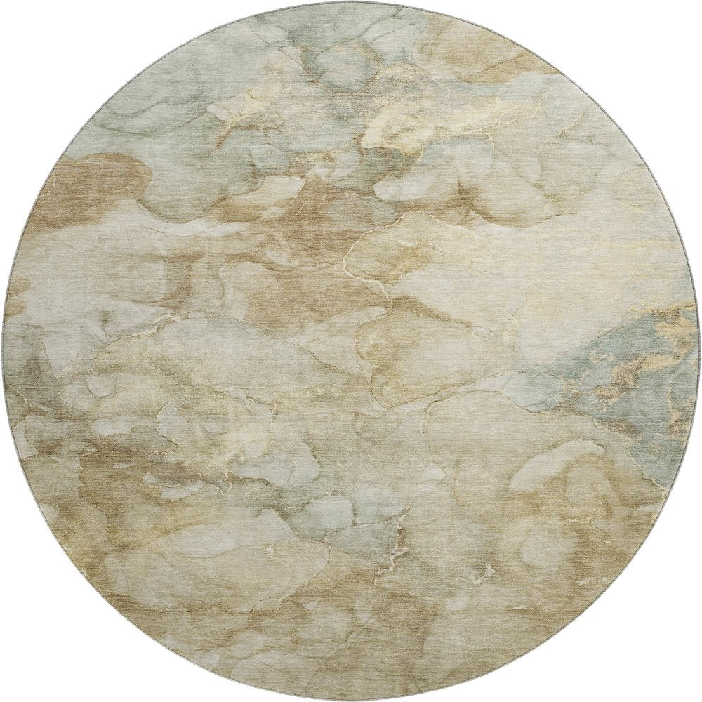 Premium Machine Washable Mayfield AMF2018 Brown 8' x 8' Round Rug
