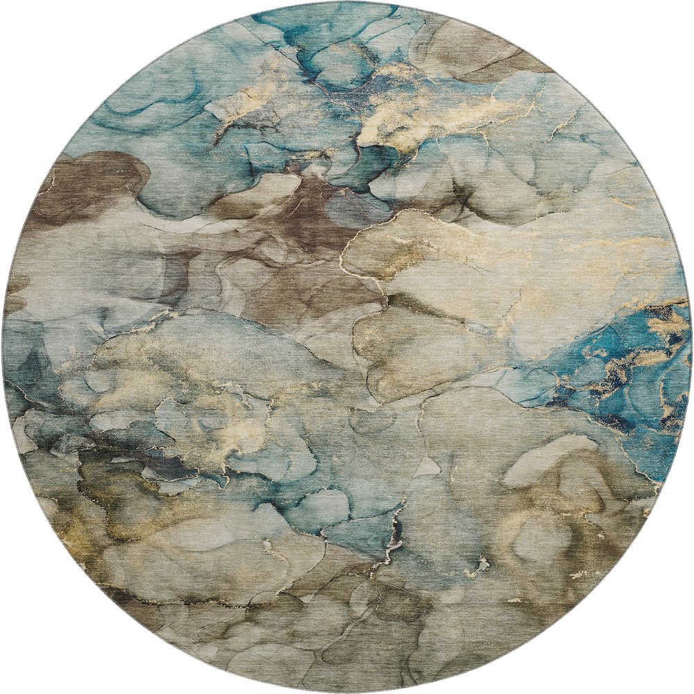 Premium Machine Washable Mayfield AMF2018 Brown 8' x 8' Round Rug