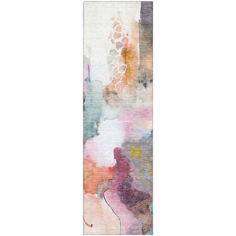 Premium Machine Washable Mayfield AMF2019 Pink 2'3" x 7'6" Runner Rug