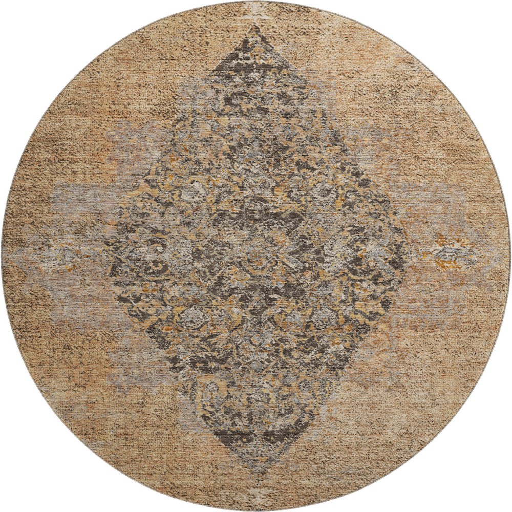 Premium Machine Washable Mayfield AMF2021 Orange 8' x 8' Round Rug