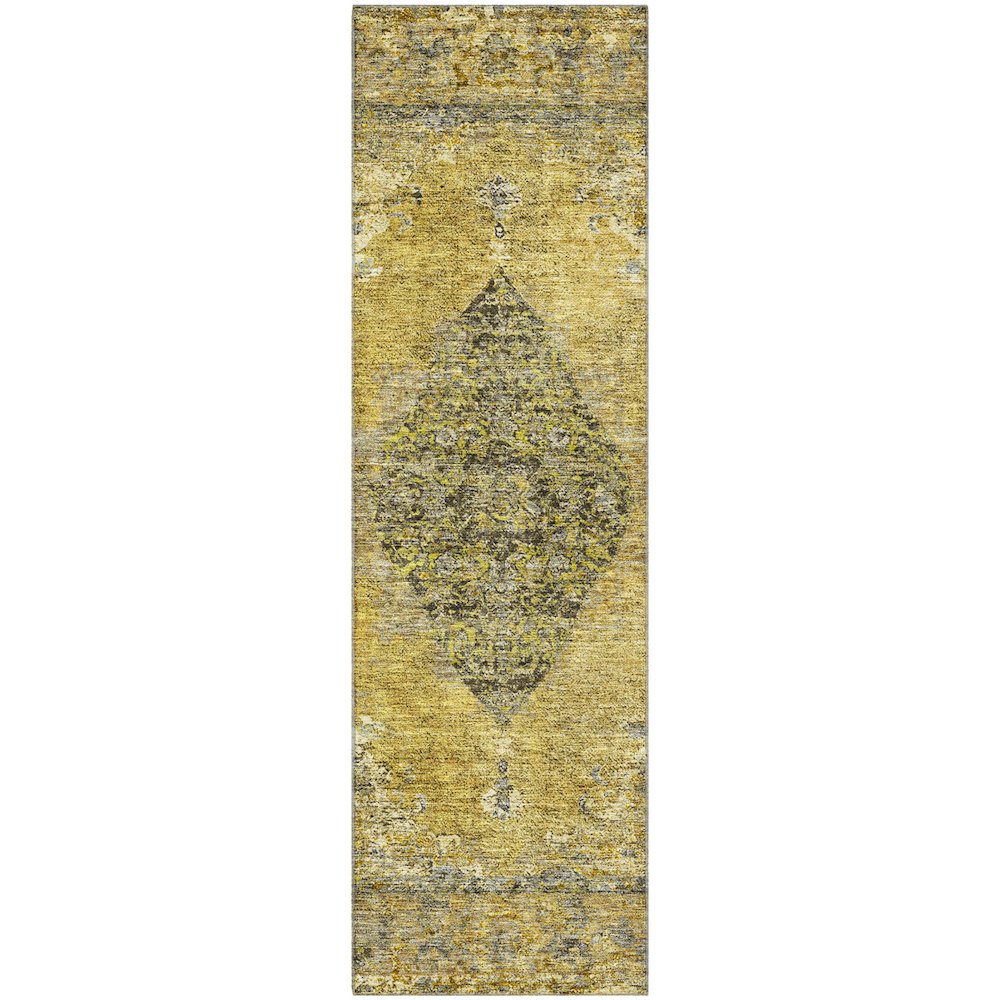 Premium Machine Washable Mayfield AMF2021 Gold 2'3" x 7'6" Runner Rug