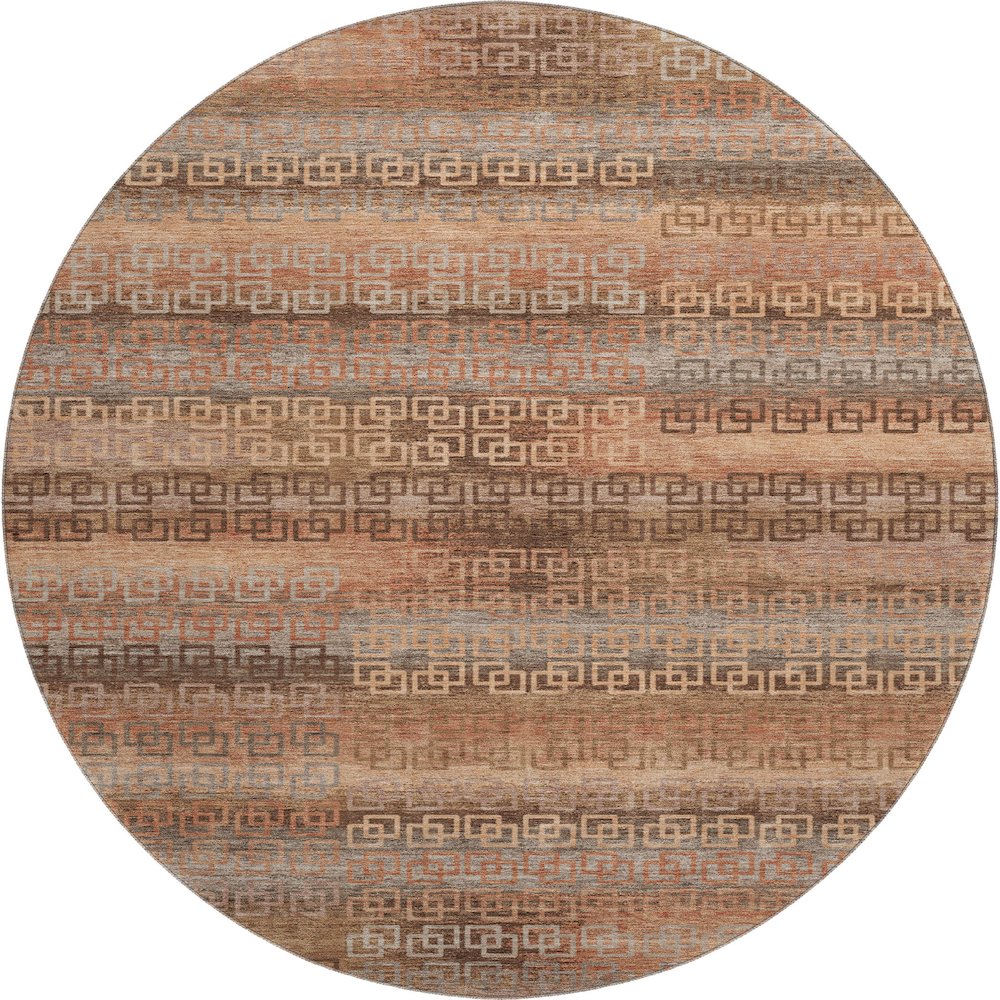 Premium Machine Washable Mayfield AMF2029 Orange 8' x 8' Round Rug