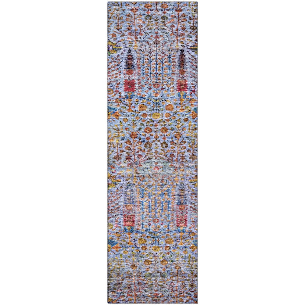 Premium Machine Washable Mayfield AMF2053 Blue 2'3" x 7'6" Runner Rug