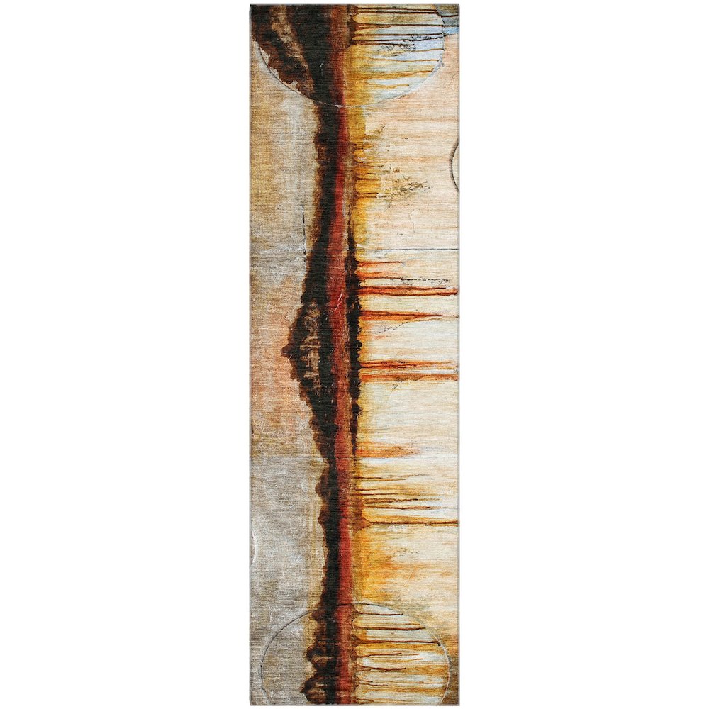 Premium Machine Washable Mayfield AMF2059 Orange 2'3" x 7'6" Runner Rug