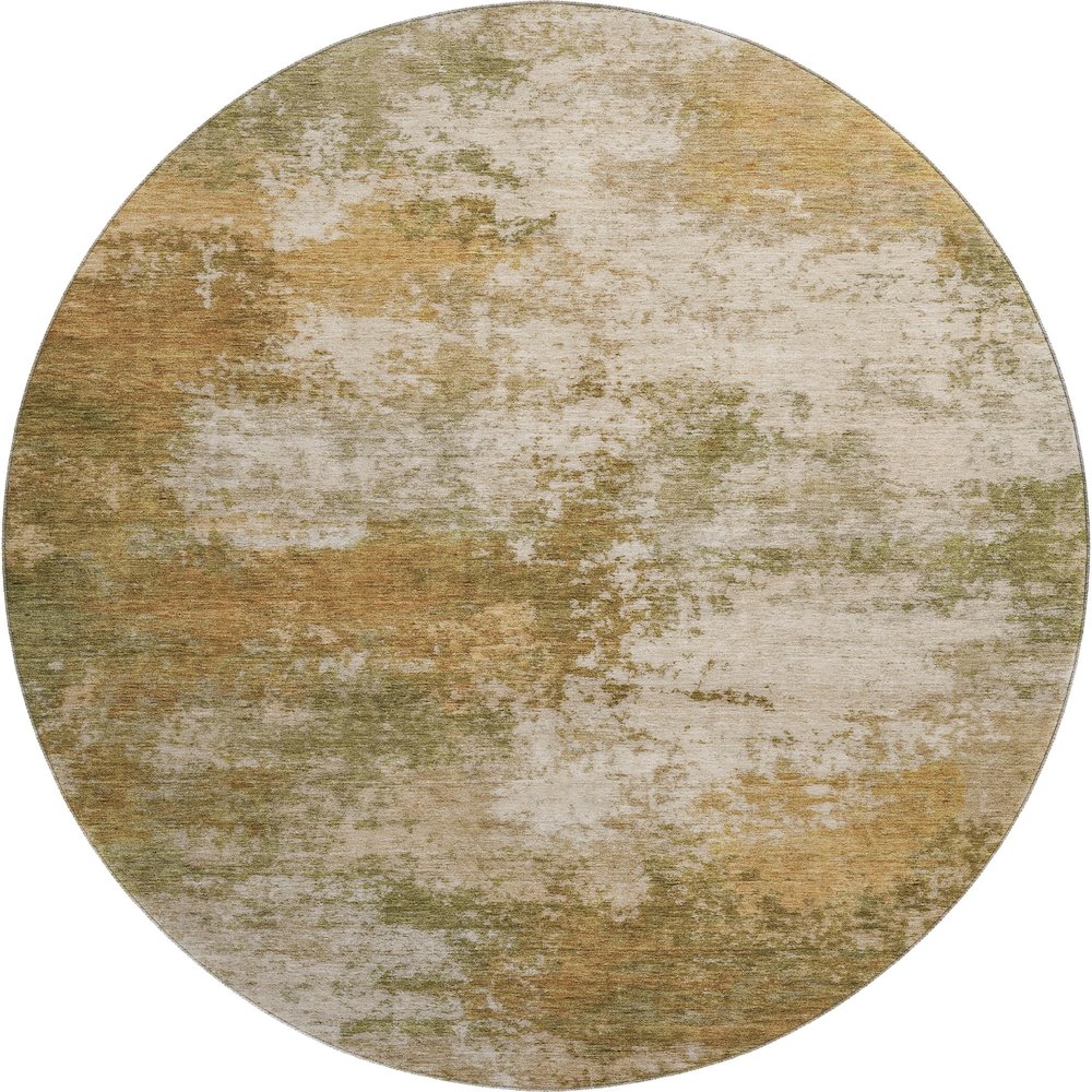 Premium Machine Washable Mayfield AMF2064 Orange 8' x 8' Round Rug