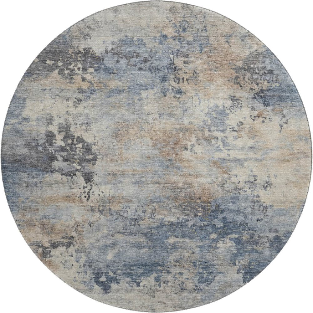 Premium Machine Washable Mayfield AMF2073 Blue 8' x 8' Round Rug