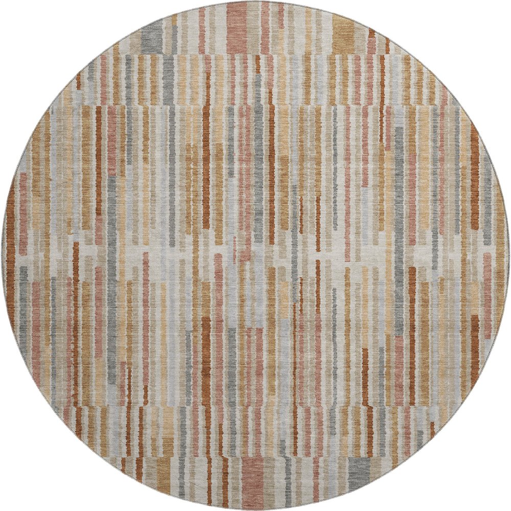 Premium Machine Washable Mayfield AMF2102 Orange 8' x 8' Round Rug