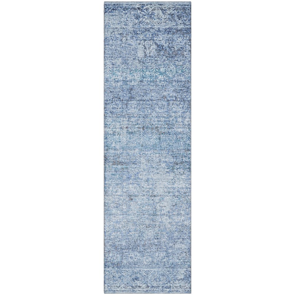 Premium Machine Washable Mayfield AMF2103 Blue 2'3" x 7'6" Runner Rug