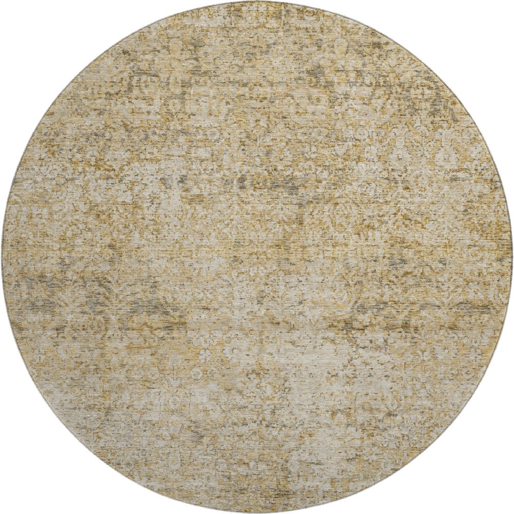Premium Machine Washable Mayfield AMF2103 Orange 8' x 8' Round Rug