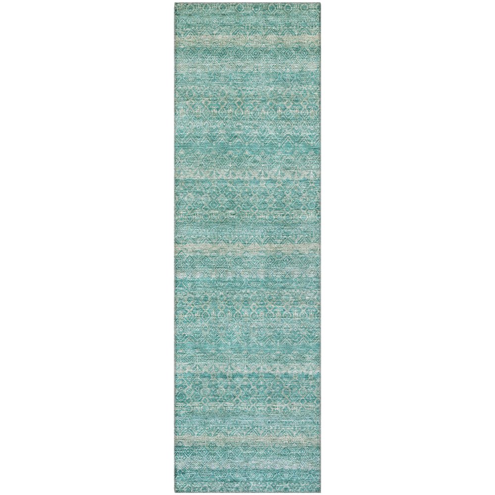 Premium Machine Washable Mayfield AMF2105 Teal 2'3" x 7'6" Runner Rug