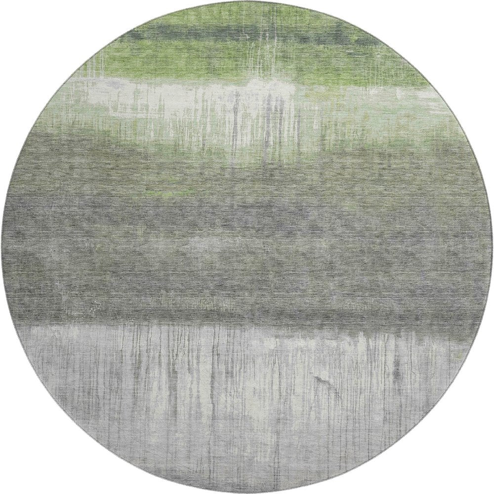 Premium Machine Washable Mayfield AMF2118 Green 8' x 8' Round Rug