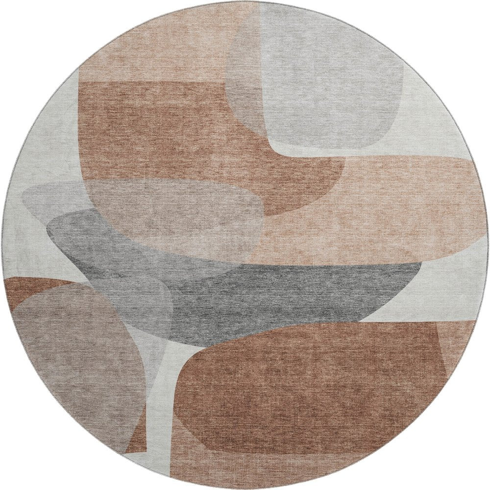 Premium Machine Washable Mayfield AMF2121 Orange 8' x 8' Round Rug