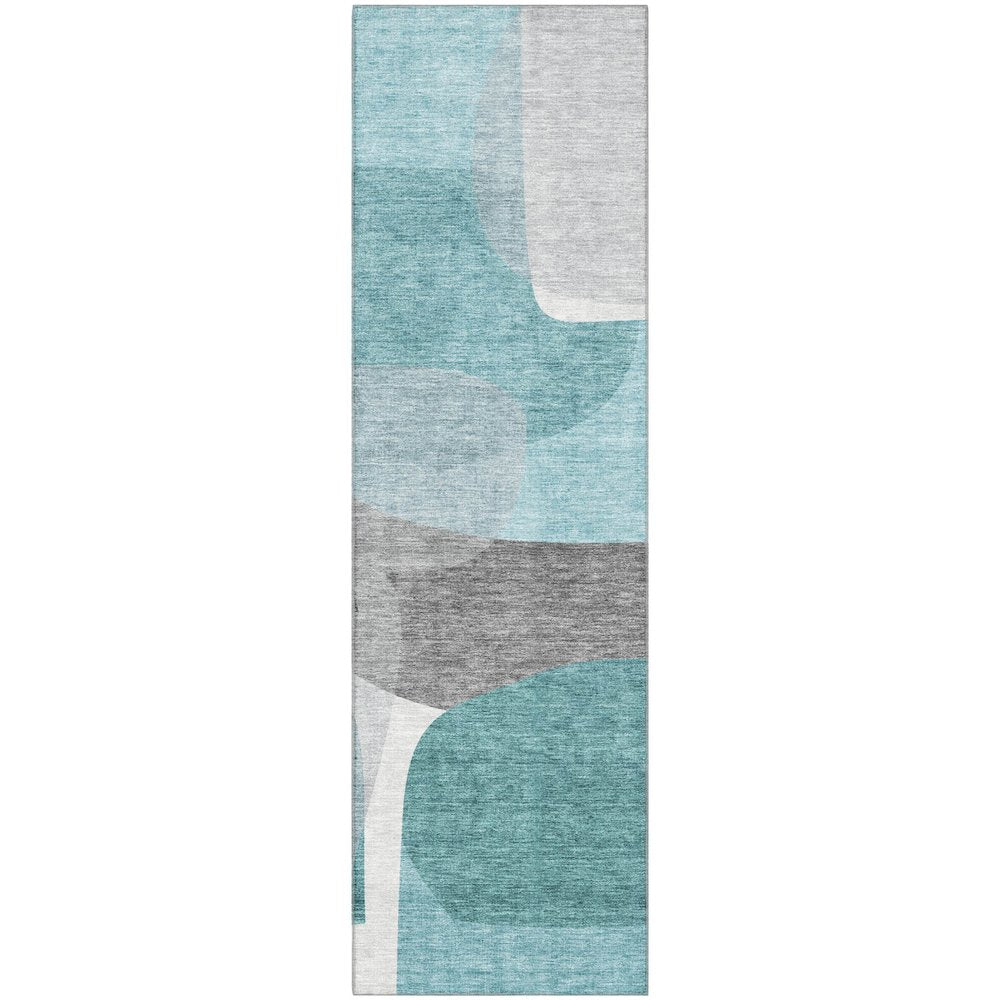Premium Machine Washable Mayfield AMF2121 Teal 2'3" x 7'6" Runner Rug