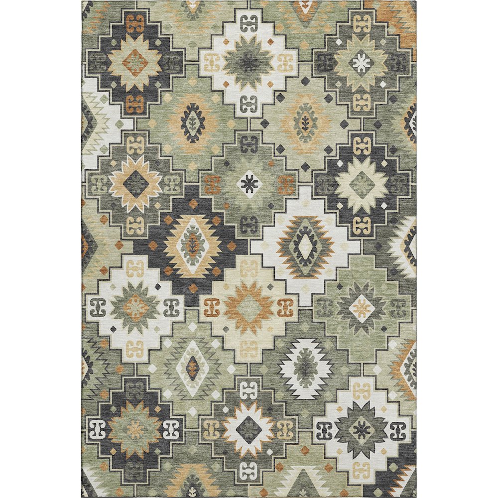 Premium Machine Washable Mayfield AMF2123 Green 9' x 12' Rug