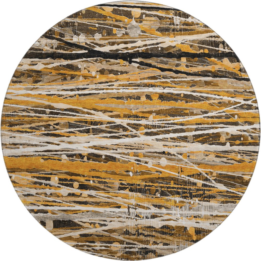 Premium Machine Washable Mayfield AMF2126 Orange 8' x 8' Round Rug