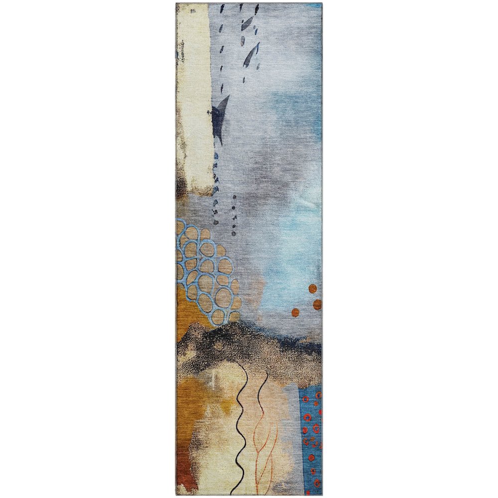Premium Machine Washable Mayfield AMF2127 Orange 2'3" x 7'6" Runner Rug