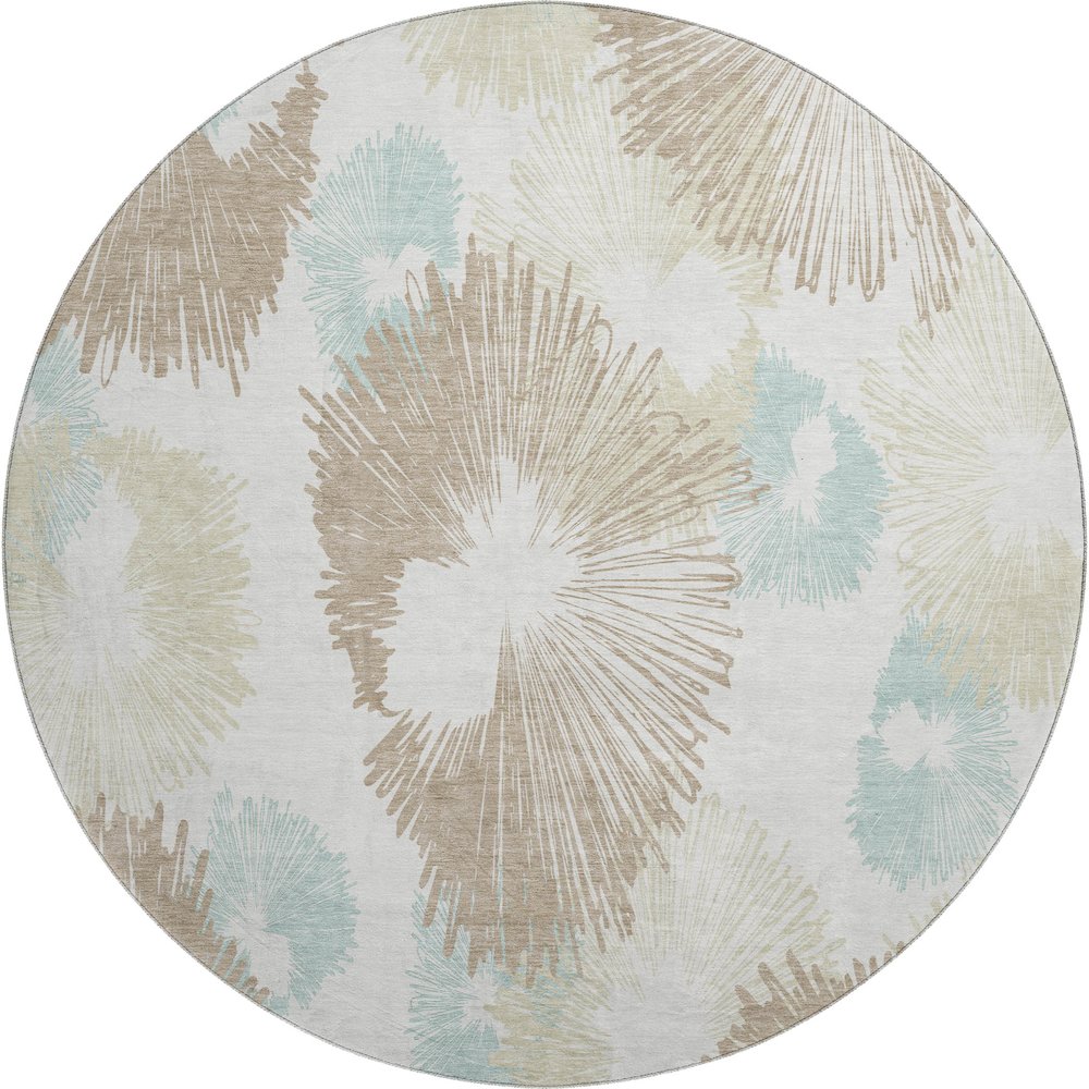 Premium Machine Washable Mayfield AMF2132 Brown 8' x 8' Round Rug