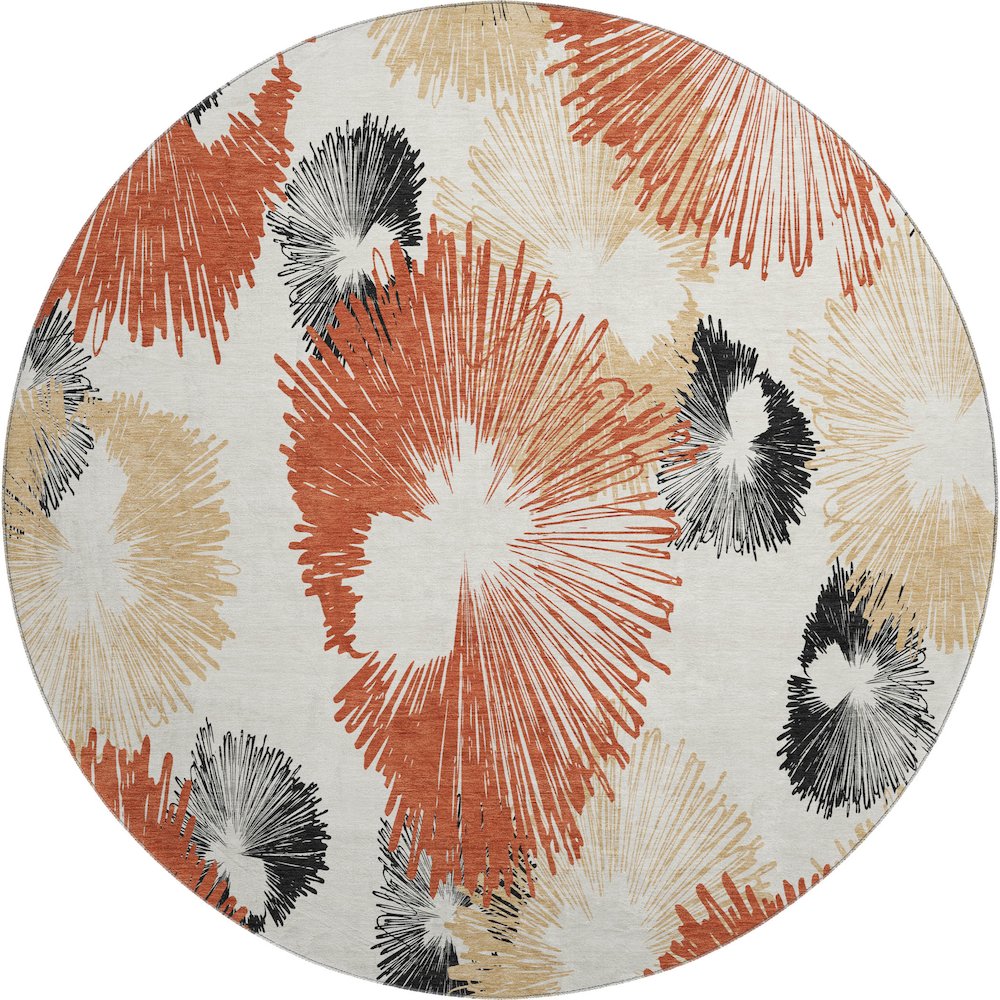 Premium Machine Washable Mayfield AMF2132 Orange 8' x 8' Round Rug