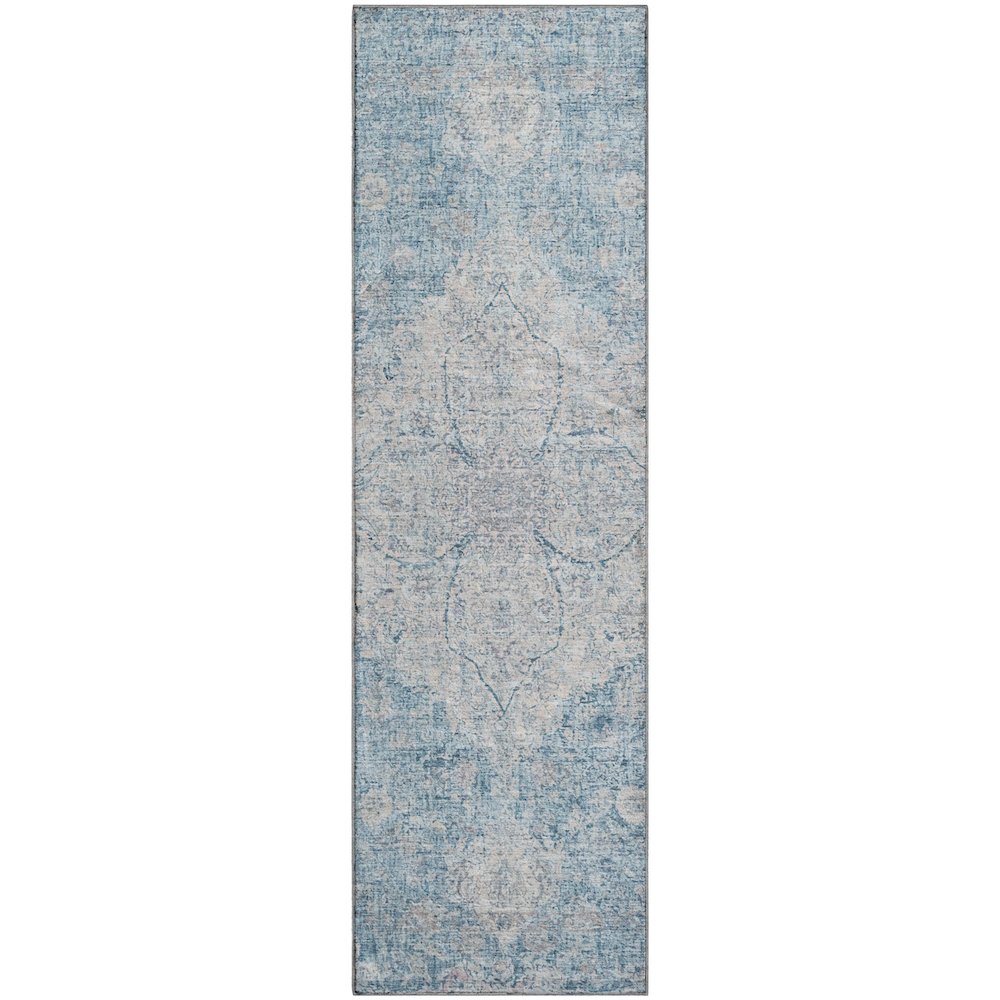 Premium Machine Washable Mayfield AMF2136 Blue 2'3" x 7'6" Runner Rug